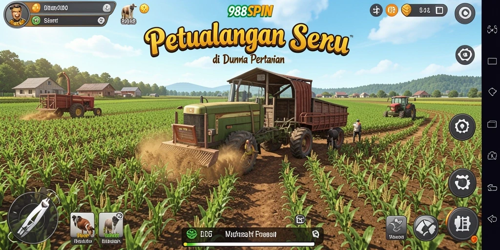 Tampilan menarik dari gameplay pertanian di 988SPIN.