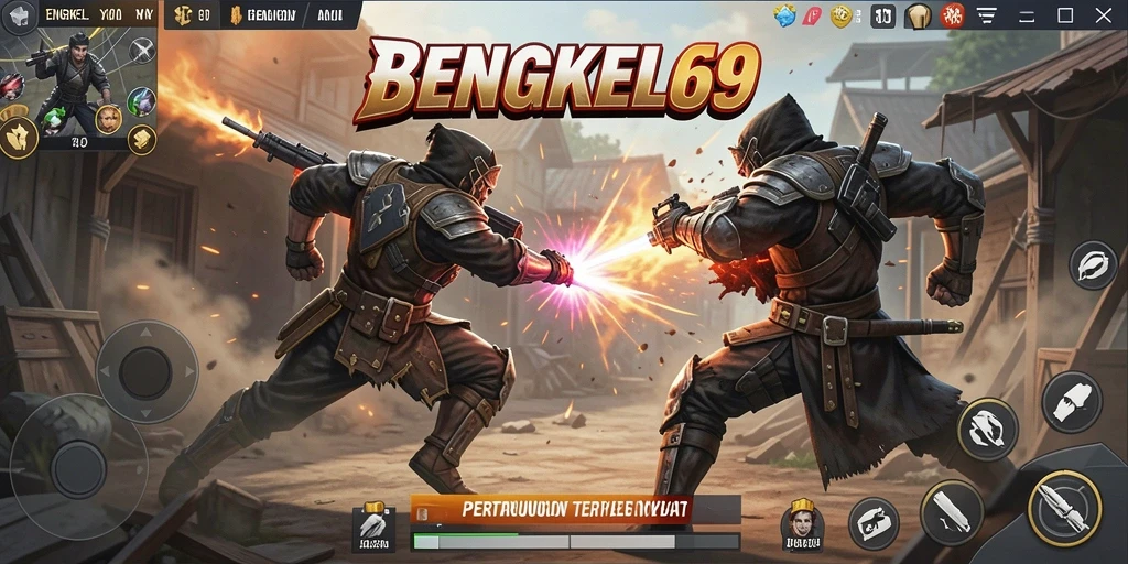 Tampilan aksi epik dalam permainan BENGKEL69 saat bertempur di Battle Royale.