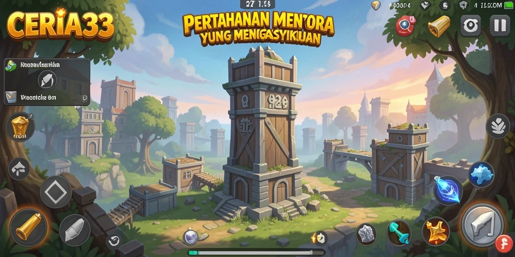 Tampilan gameplay CERIA33 dalam aksi Tower Defense yang menarik.