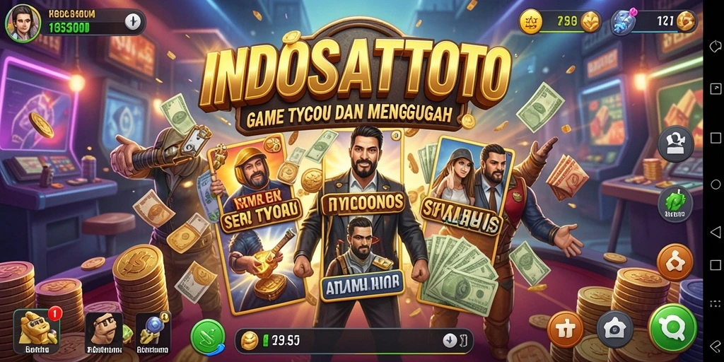 Tampilan gameplay seru dalam INDOSATTOTO dengan manajemen bisnis yang menantang.