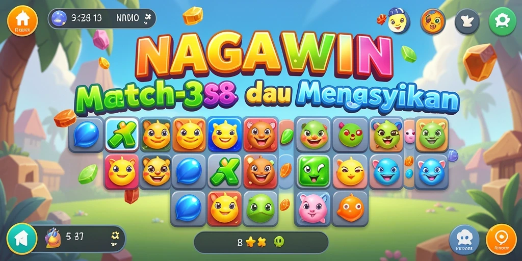 Tampilan gameplay NAGAWIN yang penuh warna dan menantang.