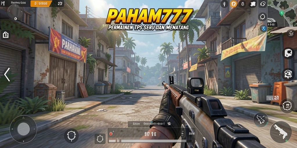 Tampilan gameplay menegangkan permainan PAHAM777 di arena TPS.