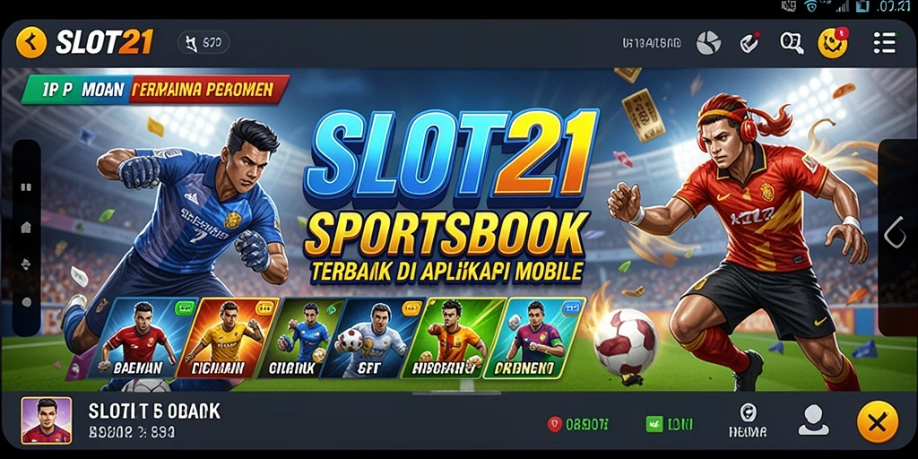 Screenshot SLOT21 menampilkan antarmuka pengguna saat bermain Sportsbook.