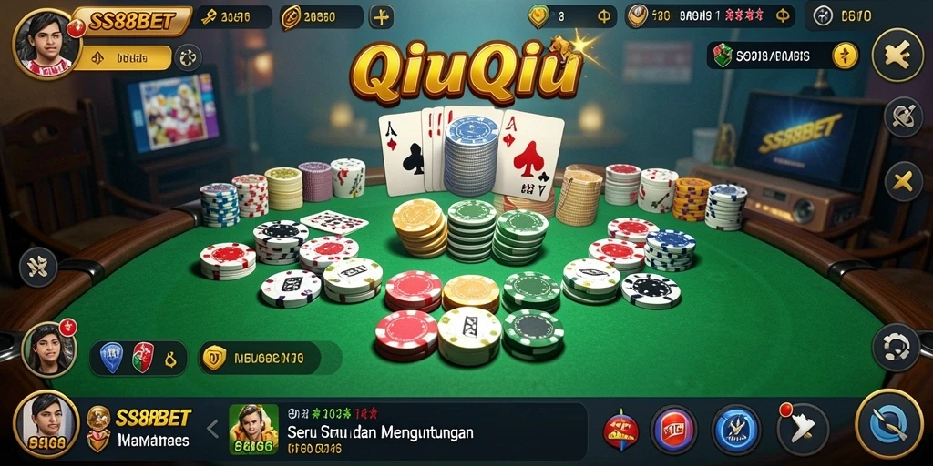 Tampilan menarik dari gameplay QiuQiu di SS88BET