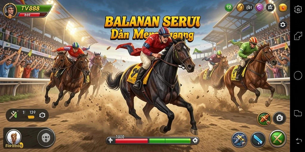 Screenshot gameplay TV888 menampilkan aksi balapan yang mendebarkan.